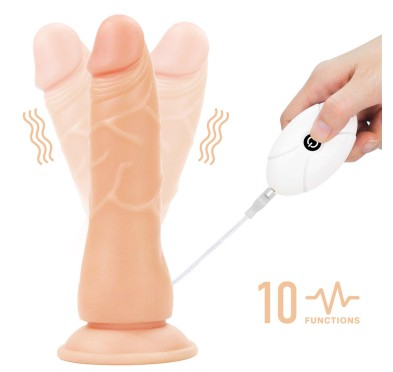 Majtki strap-on w zestawie z wibrującym dildo 19cm